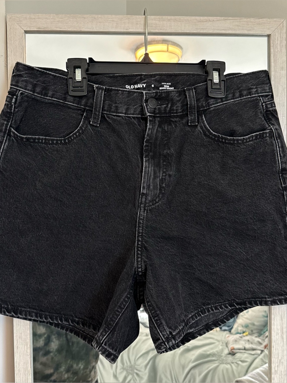 Black Baggy Jean Shorts
